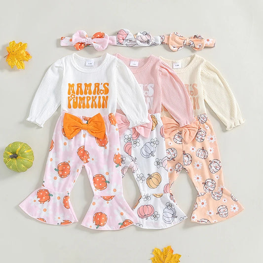 Baby and Toddler Girls Fall Mama's Pumpkin Bodysuit Outfit