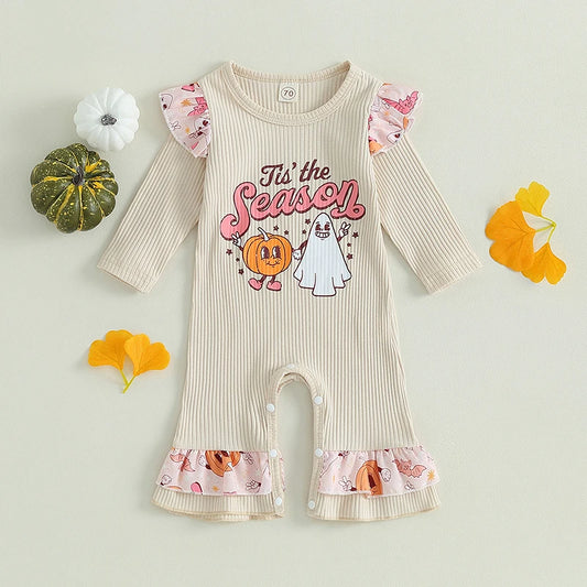 Baby and Toddler Girls Halloween Tis' the Season Romper