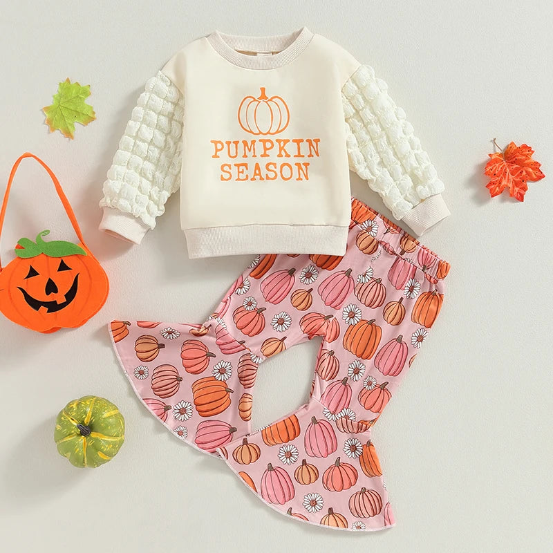 Baby and Toddler Girls Fall Pumpkin Season Outfit