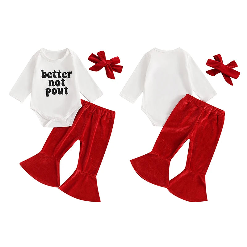 Baby and Toddler Girls Christmas Better Not Pout Bodysuit Outfit