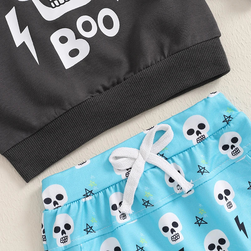 Baby and Toddler Boys Halloween Boo Skull Outfit