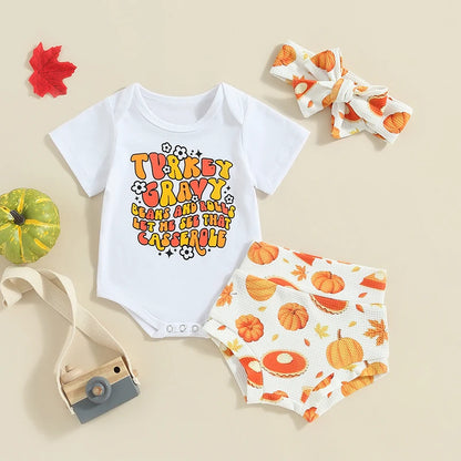 Baby and Toddler Girls Thanksgiving Bodysuit Outfit