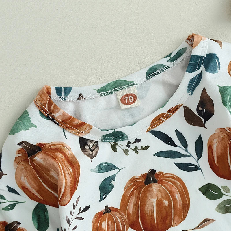 Baby and Toddler Girls Fall Pumpkin Bodysuit Outfit