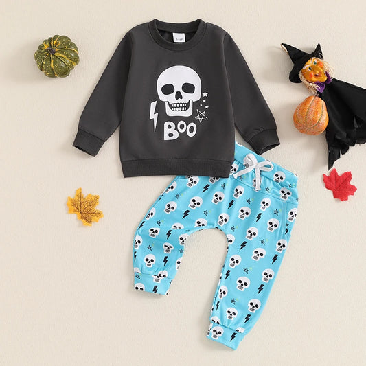 Baby and Toddler Boys Halloween Boo Skull Outfit