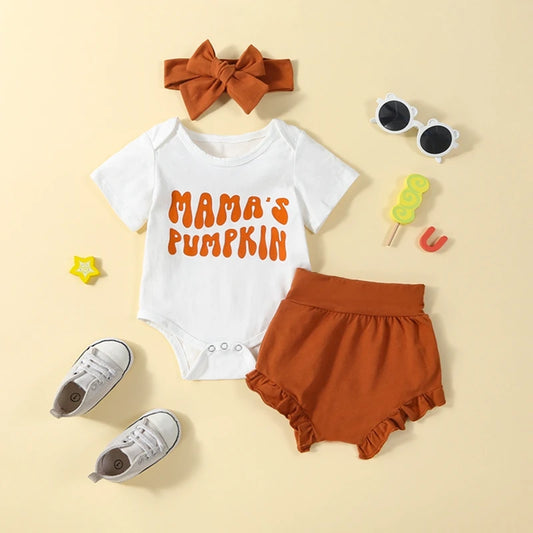 Baby and Toddler Girls Fall Mama's Pumpkin Bodysuit Outfit