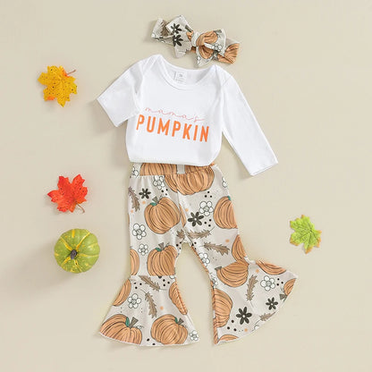 Baby and Toddler Girls Fall Mama's Pumpkin Bodysuit Outfit