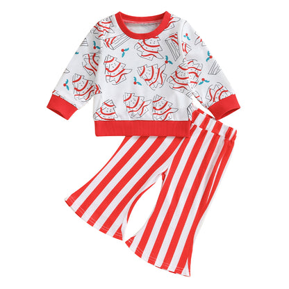 Baby and Toddler Girls Striped Christmas Outfit