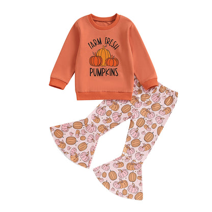 Baby and Toddler Girls Fall Farm Fresh Pumpkins Outfit