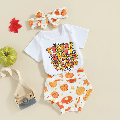 Baby and Toddler Girls Thanksgiving Bodysuit Outfit