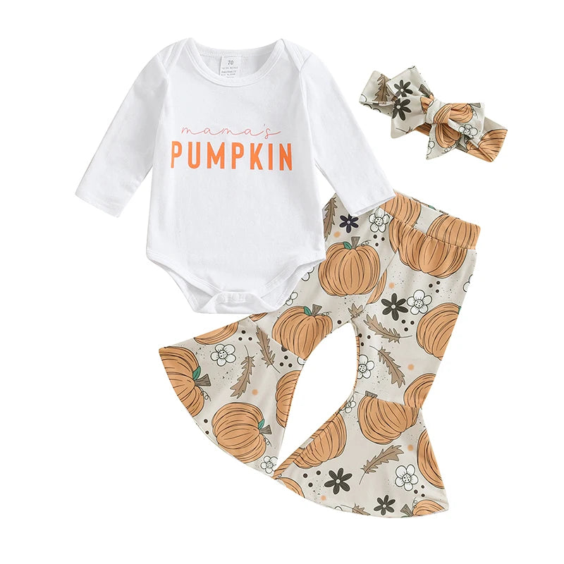 Baby and Toddler Girls Fall Mama's Pumpkin Bodysuit Outfit