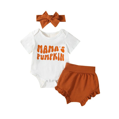 Baby and Toddler Girls Fall Mama's Pumpkin Bodysuit Outfit