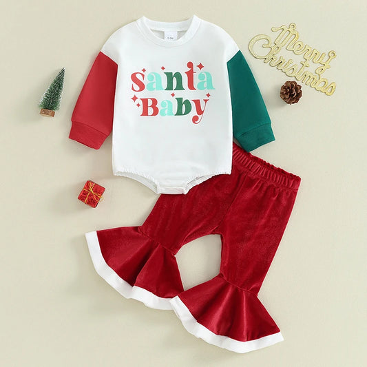 Baby and Toddler Girls Christmas Santa Baby Bodysuit Outfit