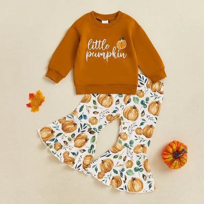 Baby and Toddler Girls Fall Little Pumpkin Outfit