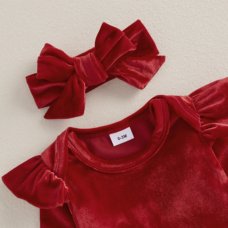 Baby and Toddler Girls Red Christmas Bodysuit Outfit