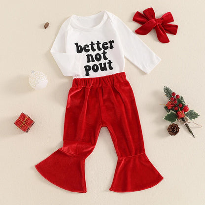 Baby and Toddler Girls Christmas Better Not Pout Bodysuit Outfit