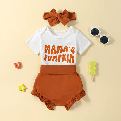 Baby and Toddler Girls Fall Mama's Pumpkin Bodysuit Outfit