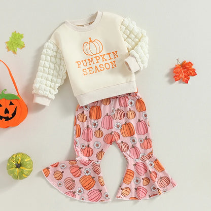 Baby and Toddler Girls Fall Pumpkin Season Outfit