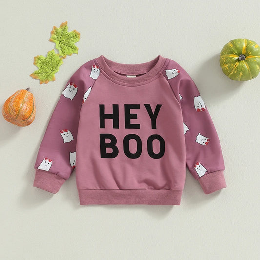 Baby and Toddler Girls Halloween Hey Boo Sweatshirt