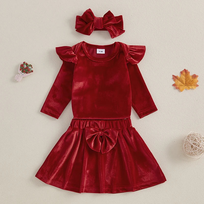 Baby and Toddler Girls Red Christmas Bodysuit Outfit