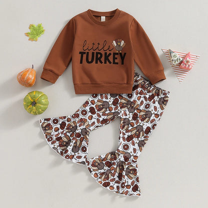 Baby and Toddler Girls Thanksgiving Little Turkey Outfit