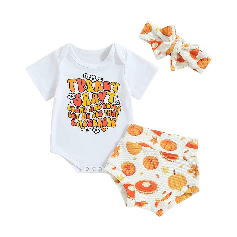 Baby and Toddler Girls Thanksgiving Bodysuit Outfit