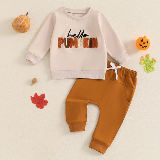 Baby and Toddler Boys Fall Hello Pumpkin Outfit