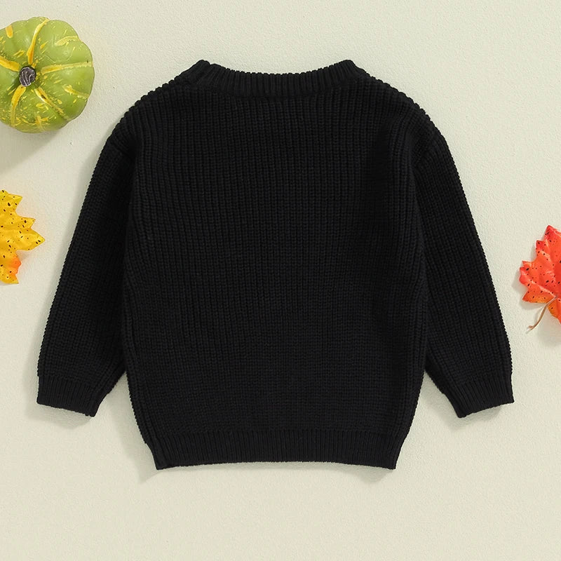 Baby and Toddler's Knitted Halloween Boo Sweater