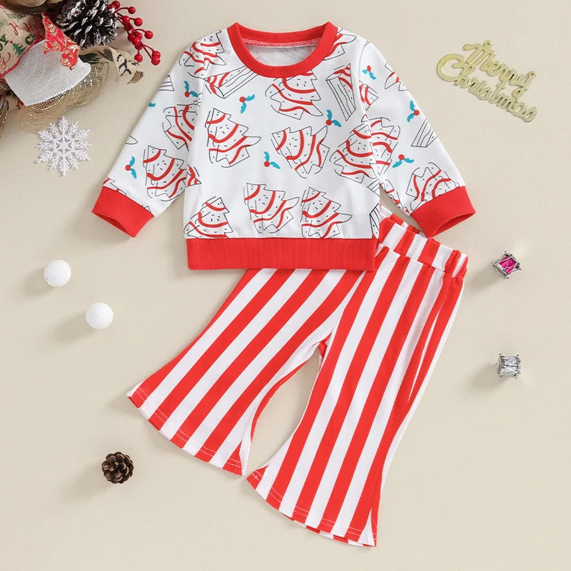 Baby and Toddler Girls Striped Christmas Outfit