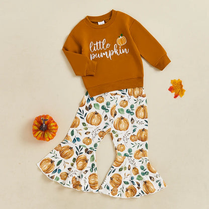 Baby and Toddler Girls Fall Little Pumpkin Outfit