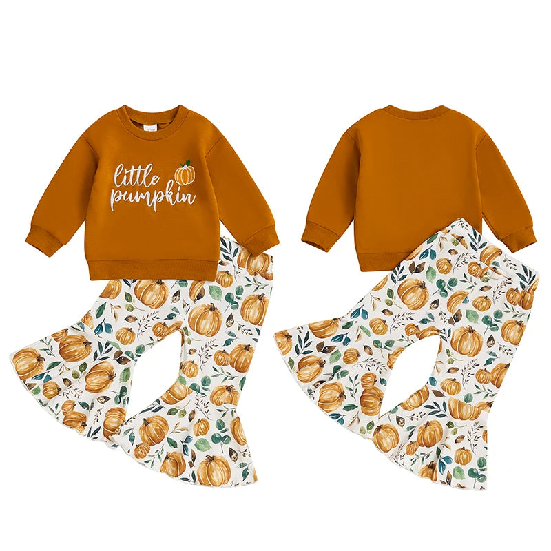 Baby and Toddler Girls Fall Little Pumpkin Outfit