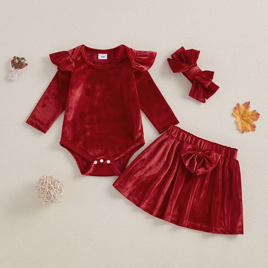 Baby and Toddler Girls Red Christmas Bodysuit Outfit