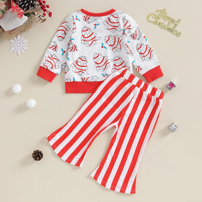 Baby and Toddler Girls Striped Christmas Outfit