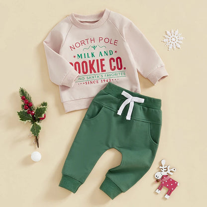 Baby and Toddler Boys Christmas Milk and Cookie Outfit