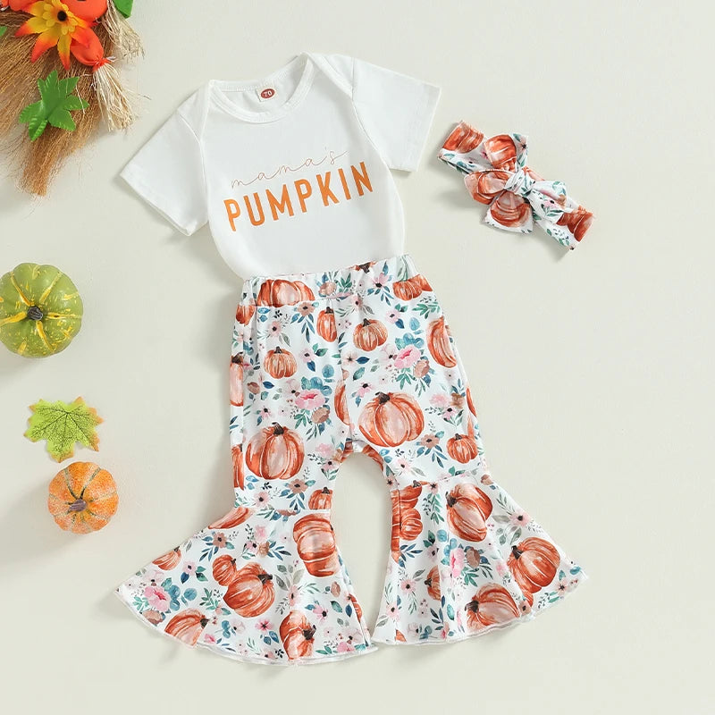 Baby and Toddler Girls Fall Mama's Pumpkin Bodysuit Outfit