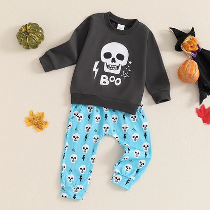 Baby and Toddler Boys Halloween Boo Skull Outfit