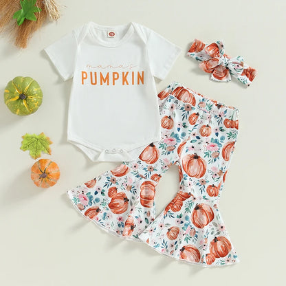 Baby and Toddler Girls Fall Mama's Pumpkin Bodysuit Outfit