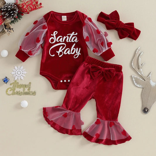 Baby and Toddler Girls Christmas Santa Baby Bodysuit Outfit