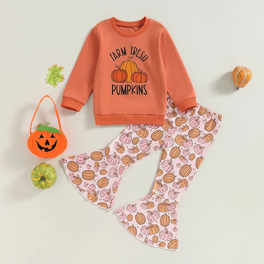 Baby and Toddler Girls Fall Farm Fresh Pumpkins Outfit